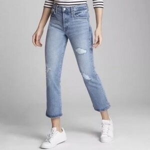 GAP 1969 denim Crop flare Blue Jeans distressed 32 regular